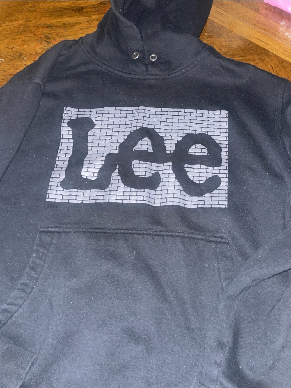 Lee Black Hoodie with White Brick Logo